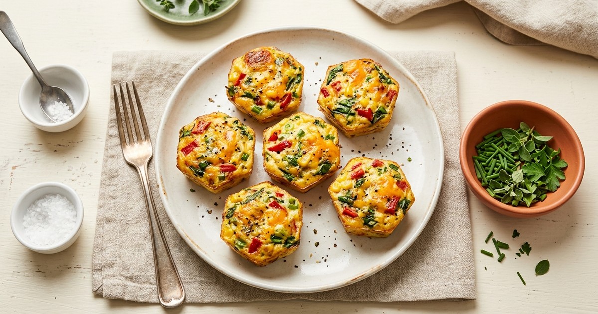Air Fryer American Garden Veggie Egg Bites with Sharp Cheddar