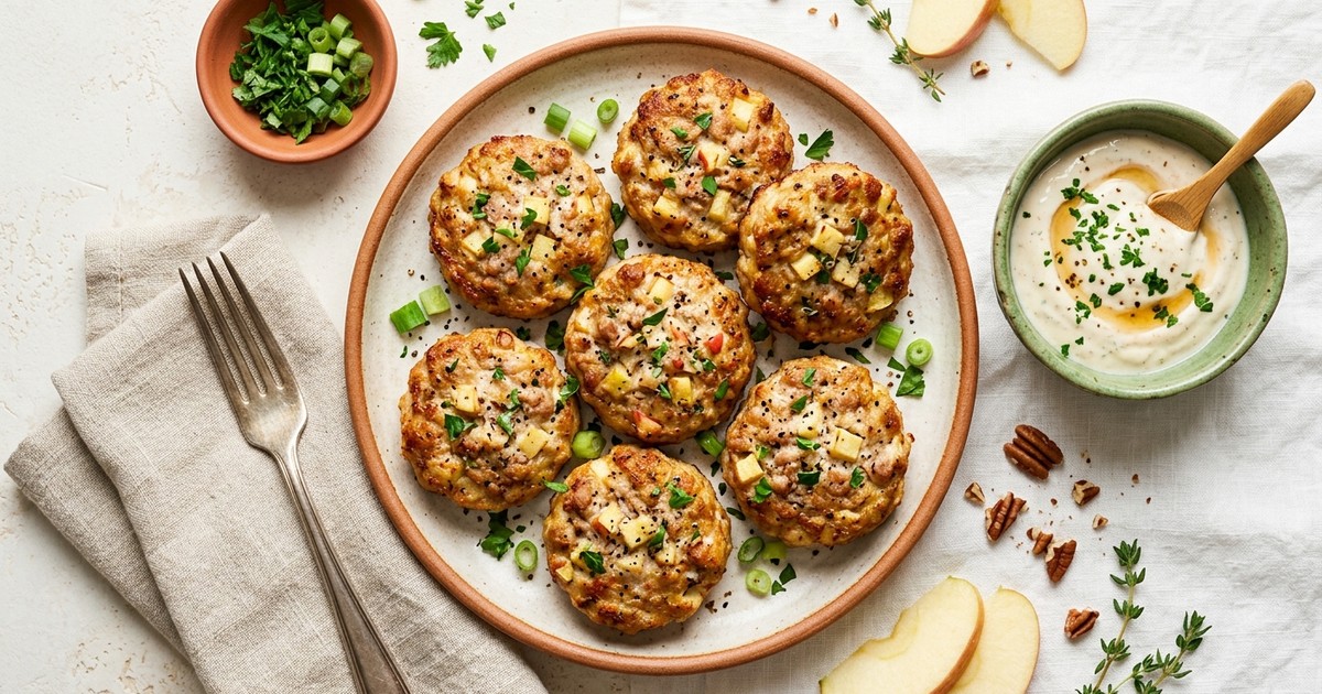 Air Fryer American Turkey-Apple Breakfast Rounds with Maple Yogurt