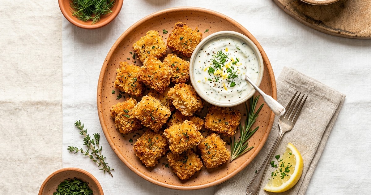 Air Fryer Austrian Turkey Schnitzel Bites with Lemon-Herb Yogurt