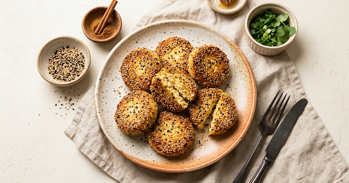 Air Fryer Chinese Sesame Cottage Cheese Cakes: Protein-Rich GLP-1 Sweet