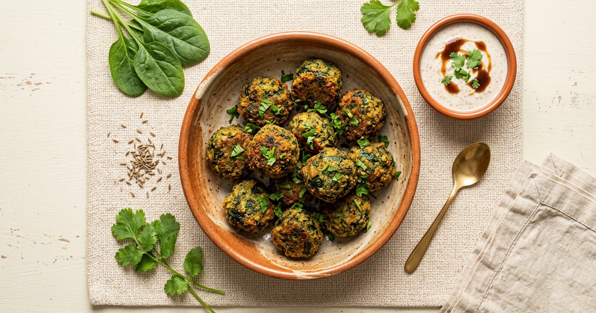 Air Fryer Indian Turkey Hara Bhara Bites with Tamarind Yogurt