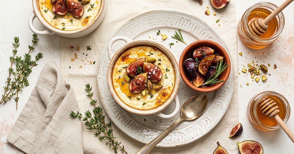 Air Fryer Mediterranean Ricotta-Egg Custard Cups with Honeyed Figs