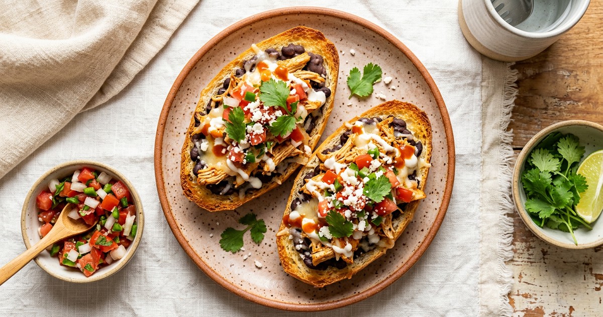 Air Fryer Mexican Chicken Molletes with Fresh Pico de Gallo