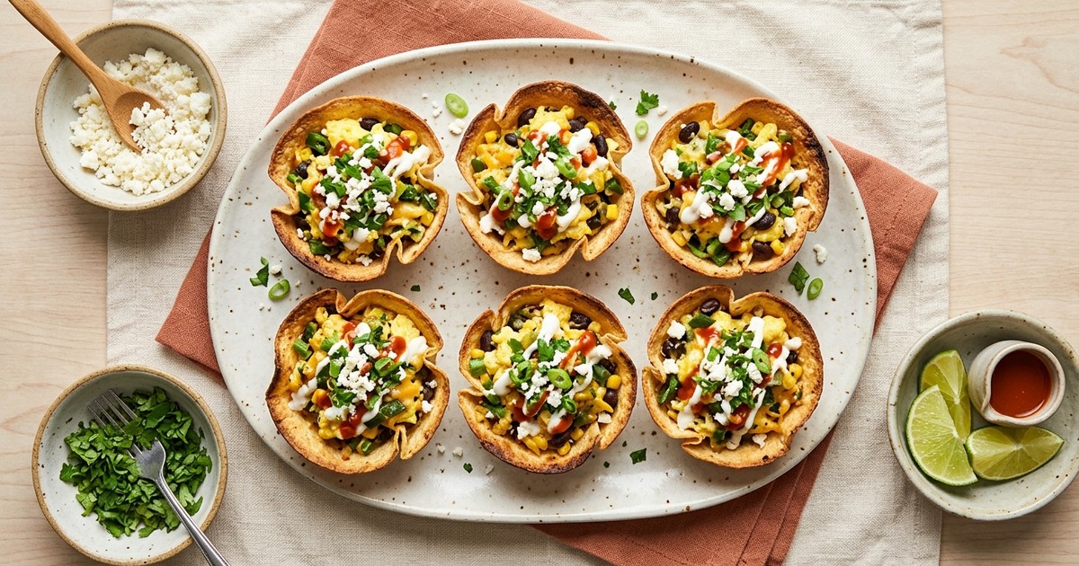 Air Fryer Mexican Egg Enchilada Cups with Poblano and Cotija
