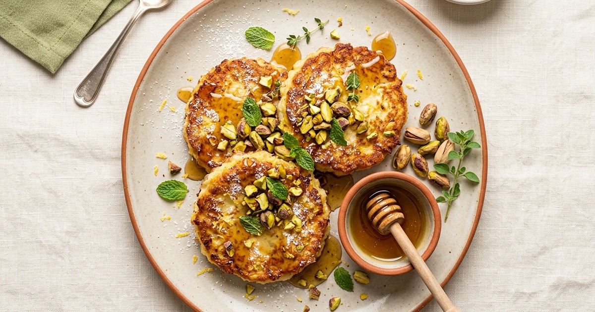 Air Fryer Sicilian Lemon-Ricotta Egg Fritters with Pistachio Honey
