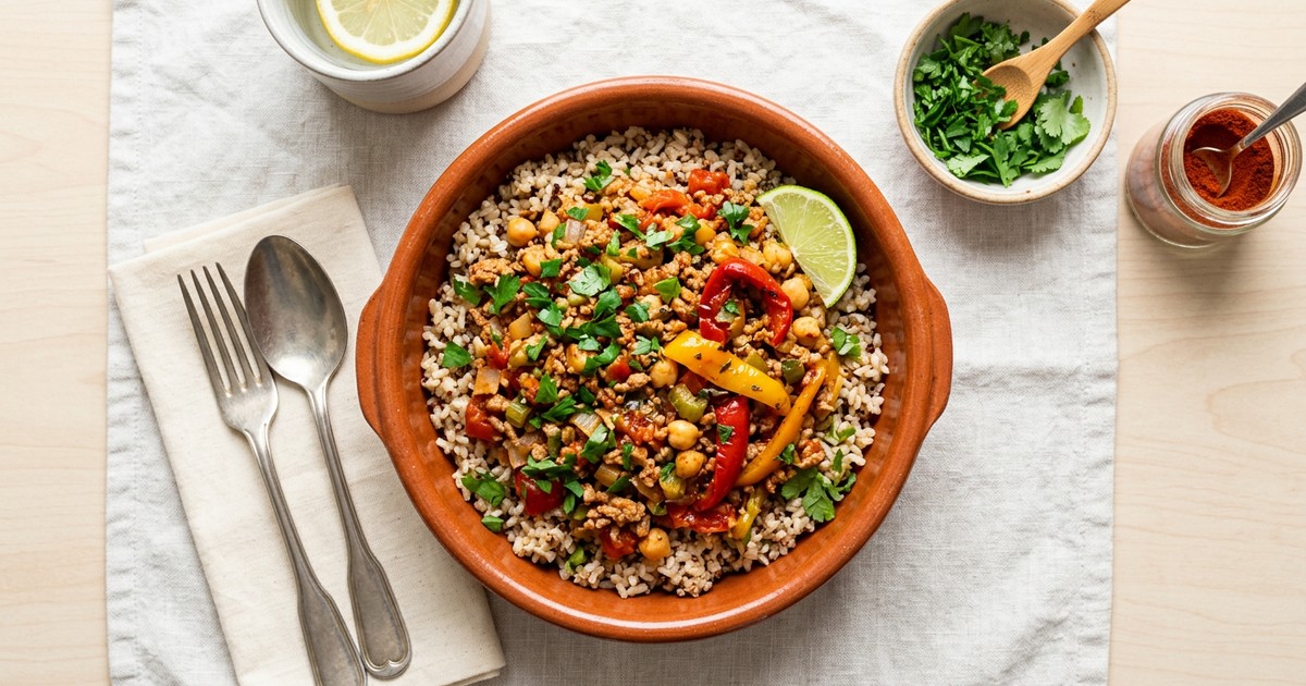 Air Fryer Spanish Turkey Sofrito with Roasted Peppers