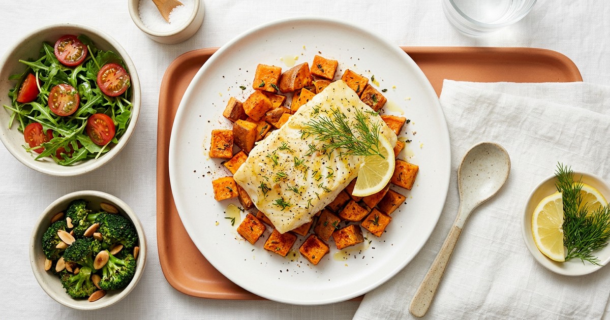 Baked Cod with Sweet Potato: Gentle, Complete Protein GLP-1 Lunch