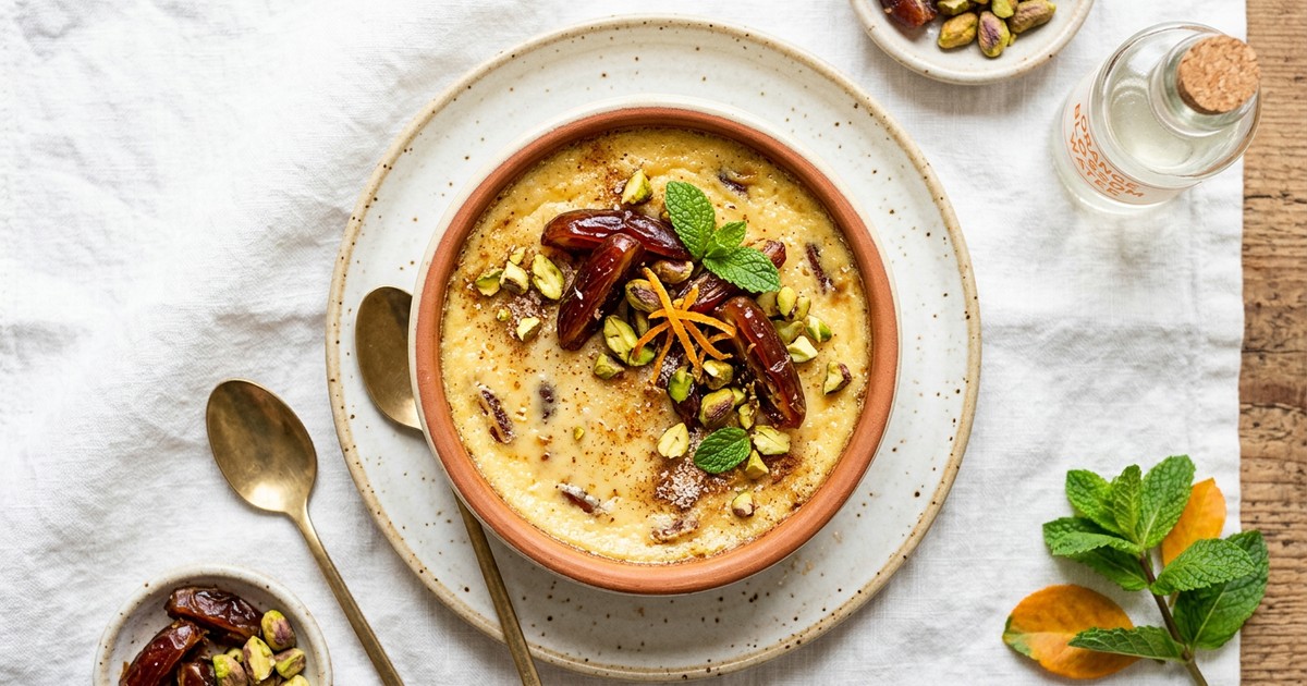 Baked Orange Blossom Egg Custard with Dates: North African GLP-1 Sweet