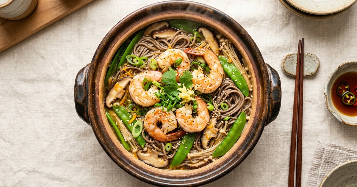 Baked Ponzu Shrimp and Soba Pot: Japanese One-Pot GLP-1 Dinner