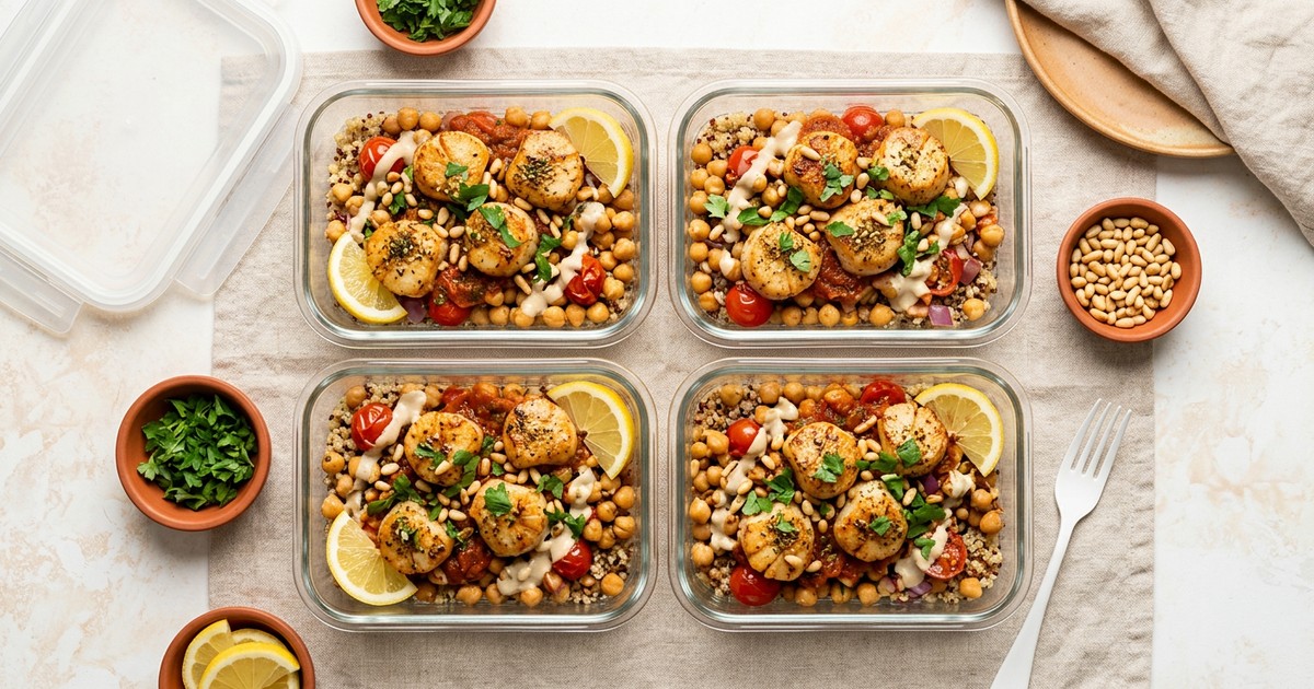 Braised Za'atar Scallops with Chickpeas and Tahini: GLP-1 Meal Prep
