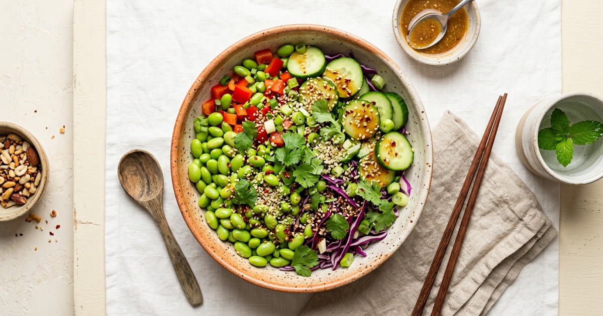 Edamame & Cucumber Protein Salad: Plant-Based 20g-Protein Lunch