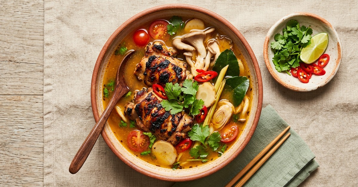 Grilled Thai Chicken Thigh Tom Yum: Smoky, Aromatic GLP-1 Soup
