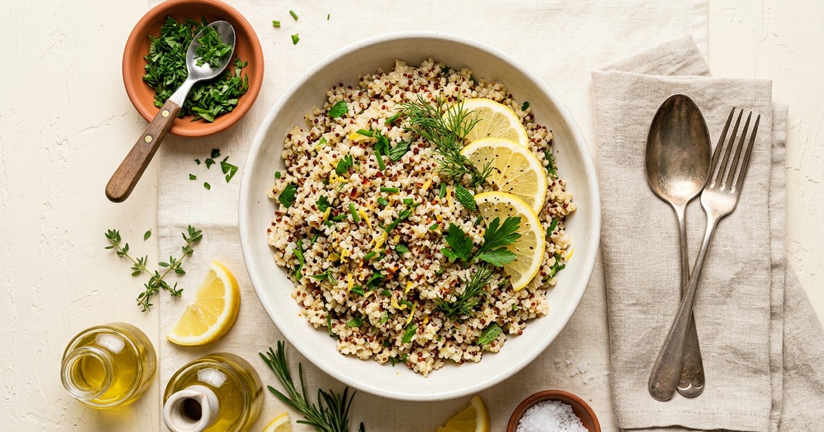 Lemon Herb Quinoa Base: Weekly Complete-Protein Grain Foundation