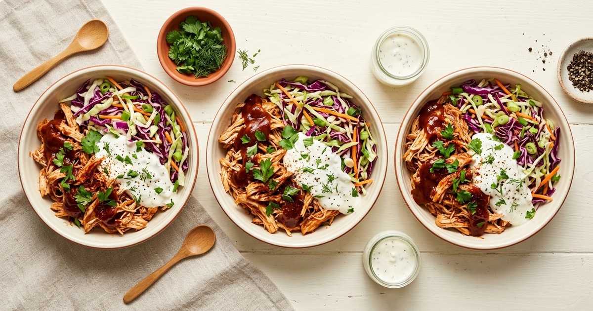 Meal Prep American BBQ Chicken and Slaw Bowls with Tangy Yogurt