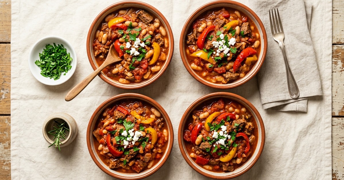 Meal Prep Mediterranean Beef and Pepper Ragù with Cannellini Beans