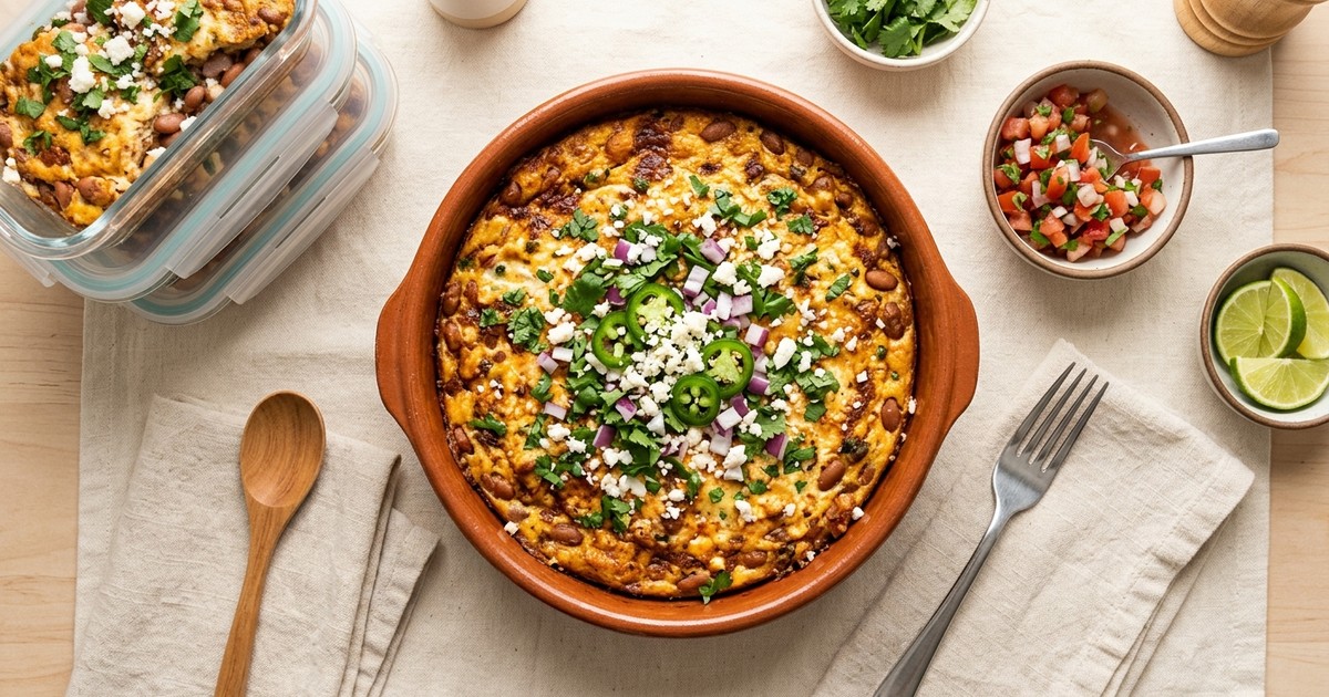 Meal Prep Mexican Guajillo Egg Cazuela with Pinto Beans