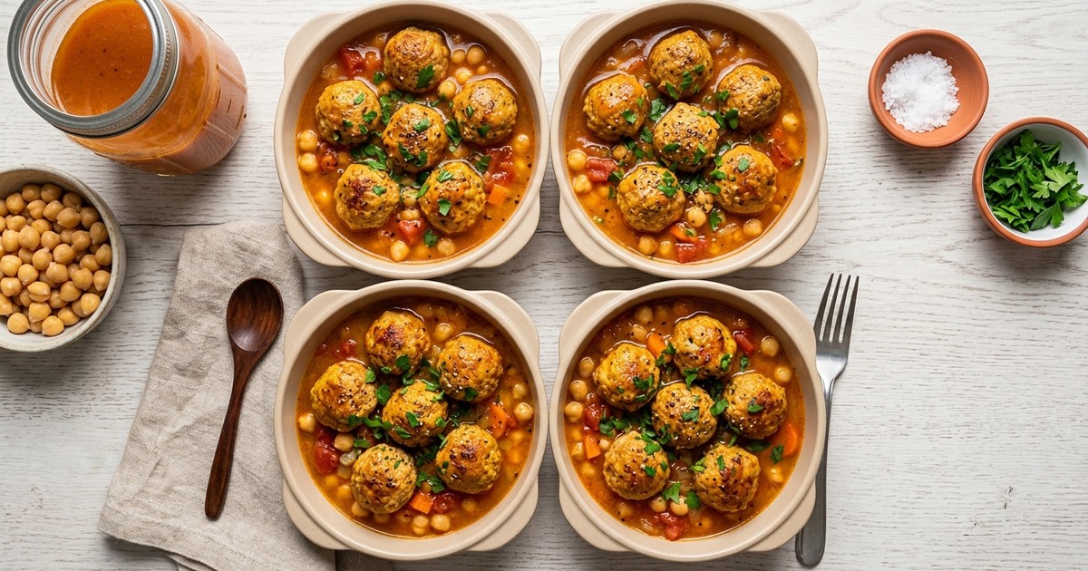 Meal Prep Spanish Beef Albondigas in Saffron-Tomato Broth