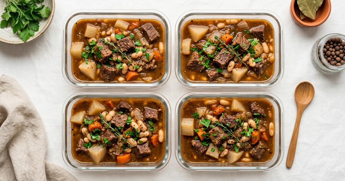 Meal Prep Swedish Beef Kalops with Turnips and White Beans