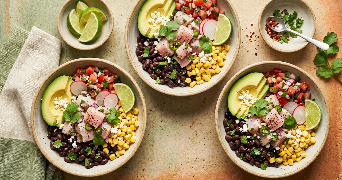 Mexican Mahi-Mahi Ceviche Bowls with Black Beans and Avocado
