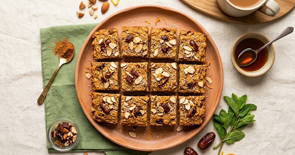 Moroccan Date and Turkey Protein Squares with Orange Blossom