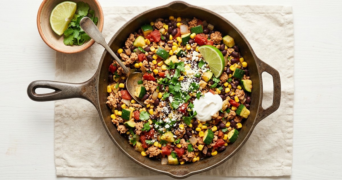 One-Pot Mexican Turkey Calabacitas with Black Beans