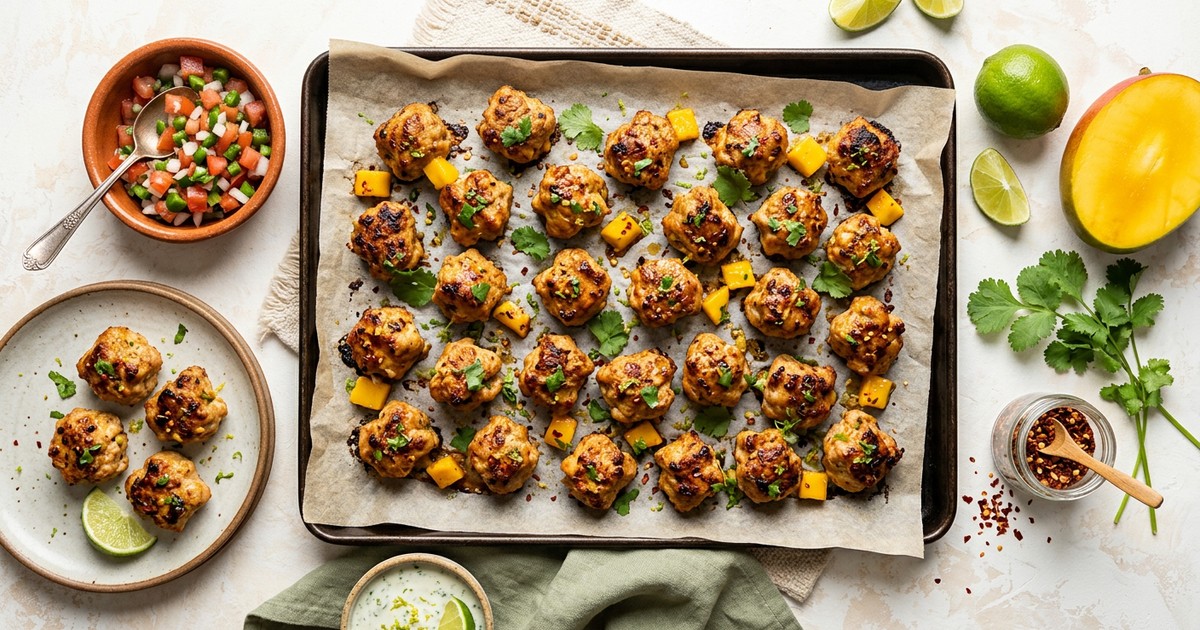 Sheet Pan Mexican Mango-Lime Turkey Protein Bites
