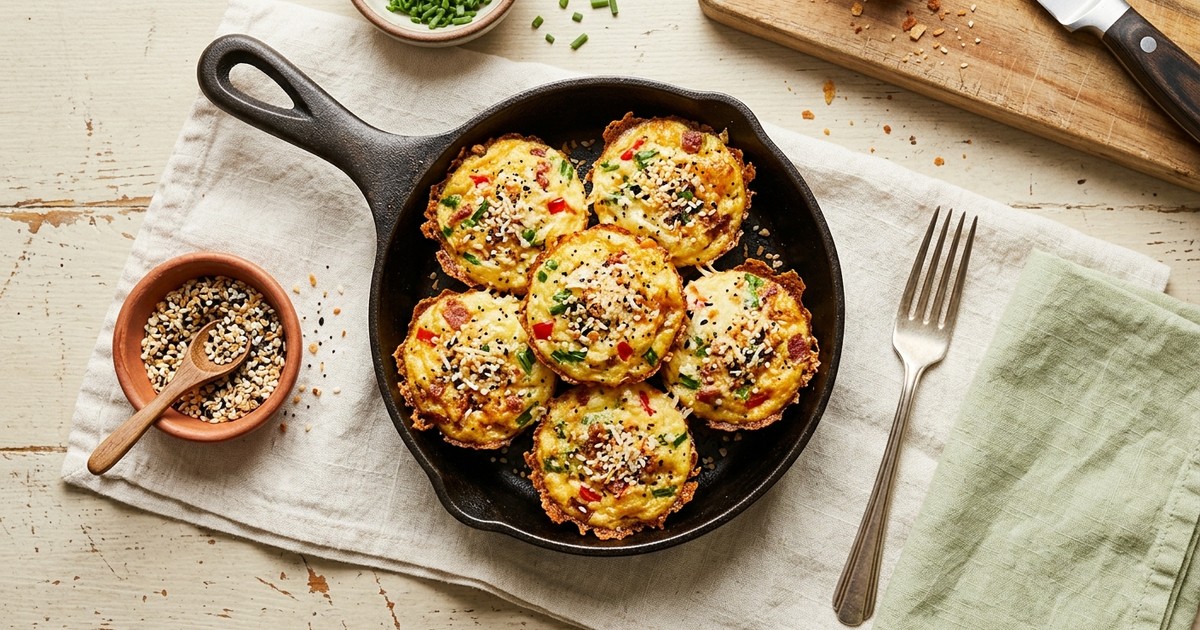 Skillet Everything Bagel Egg Bites: Quick High-Protein GLP-1 Snack