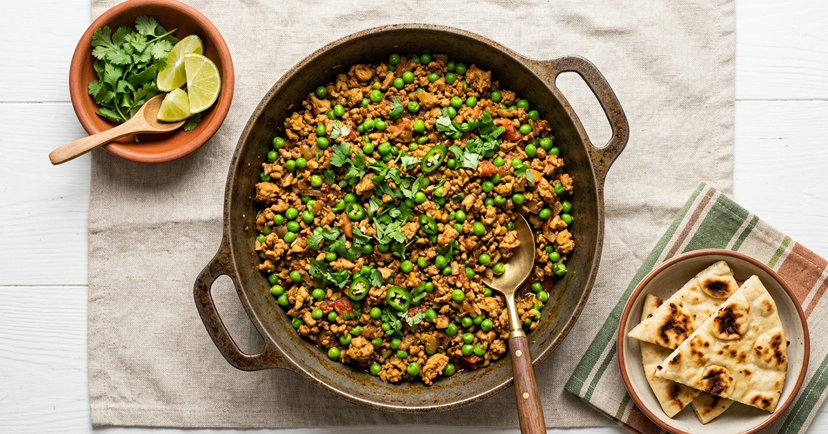 Skillet Indian Chicken Keema with Peas: Spiced Protein Snack