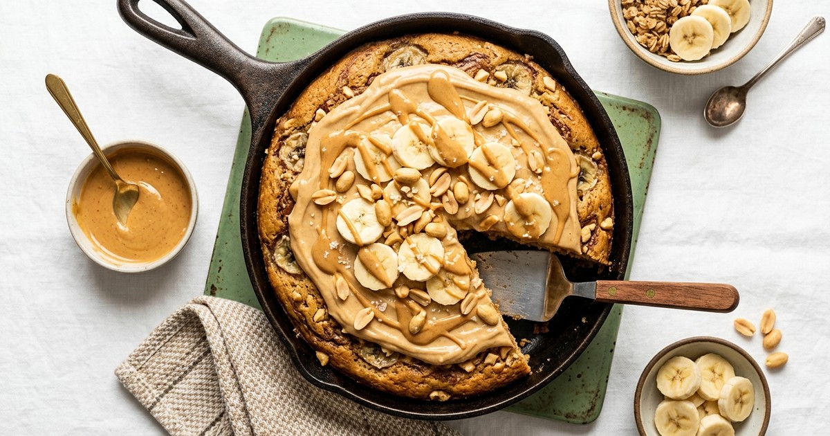Skillet Peanut Butter Banana Protein Cake
