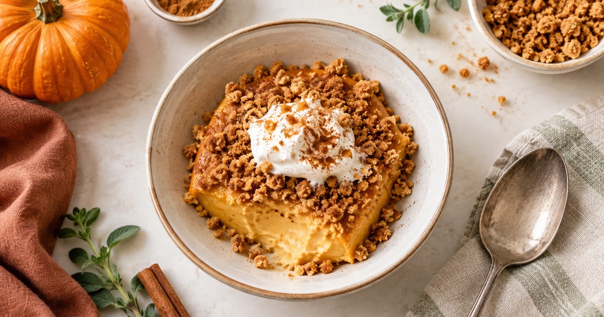 Slow Cooker American Pumpkin Pie Egg Custard with Graham Crumble