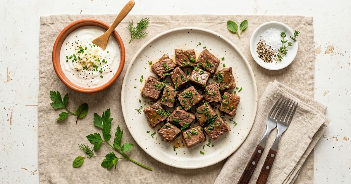 Slow Cooker Austrian Beef Tafelspitz Bites with Horseradish Yogurt