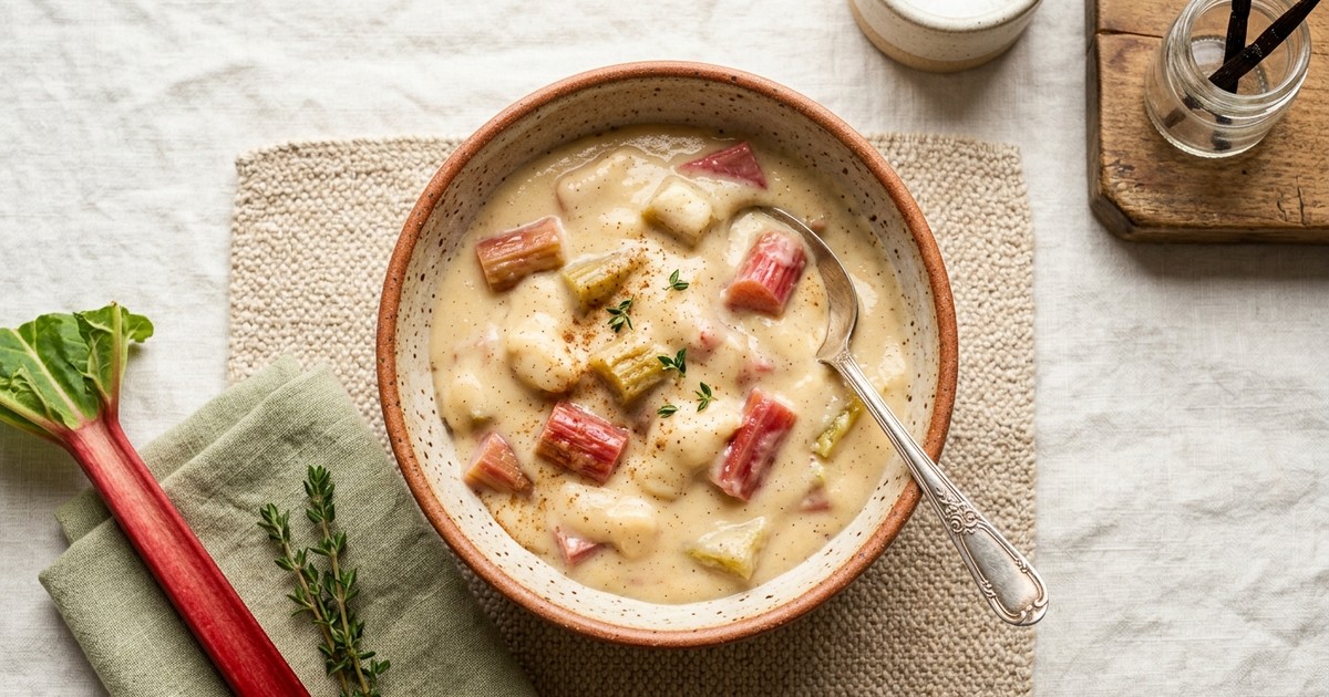 Slow Cooker British Rhubarb Custard Protein Pudding