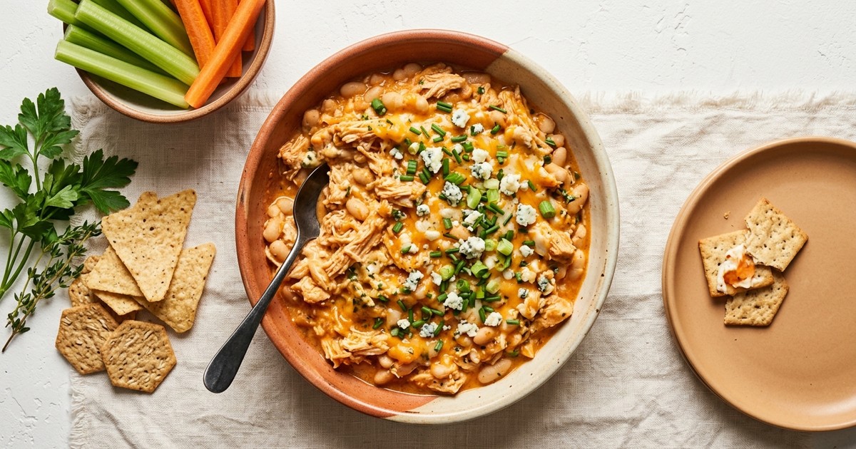 Slow Cooker Buffalo Chicken and White Bean Protein Dip
