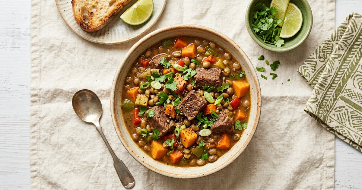 Slow Cooker Caribbean Beef and Pigeon Pea Breakfast Stew