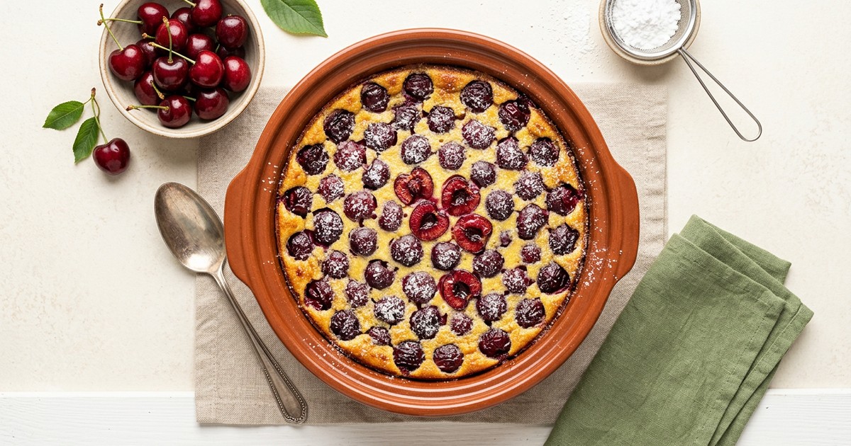Slow Cooker French Cherry Clafoutis with Cottage Cheese