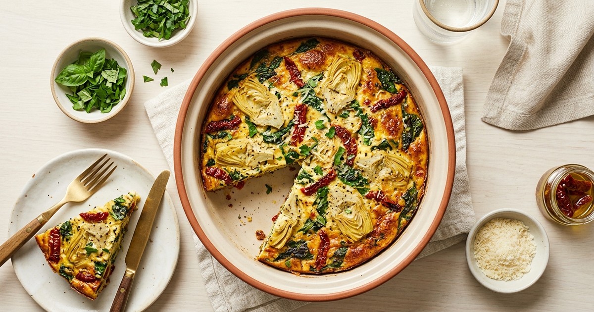 Slow Cooker Italian Artichoke and Sun-Dried Tomato Frittata