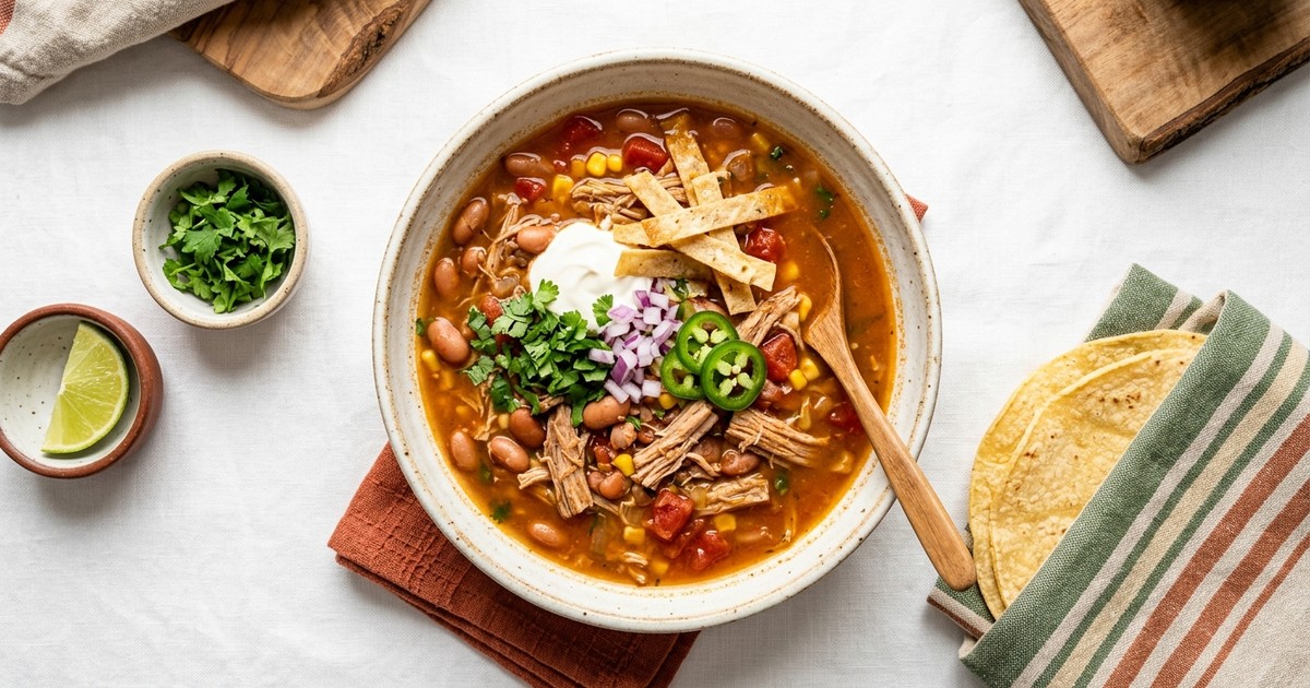 Slow Cooker Mexican Pork Tortilla Soup with Pinto Beans