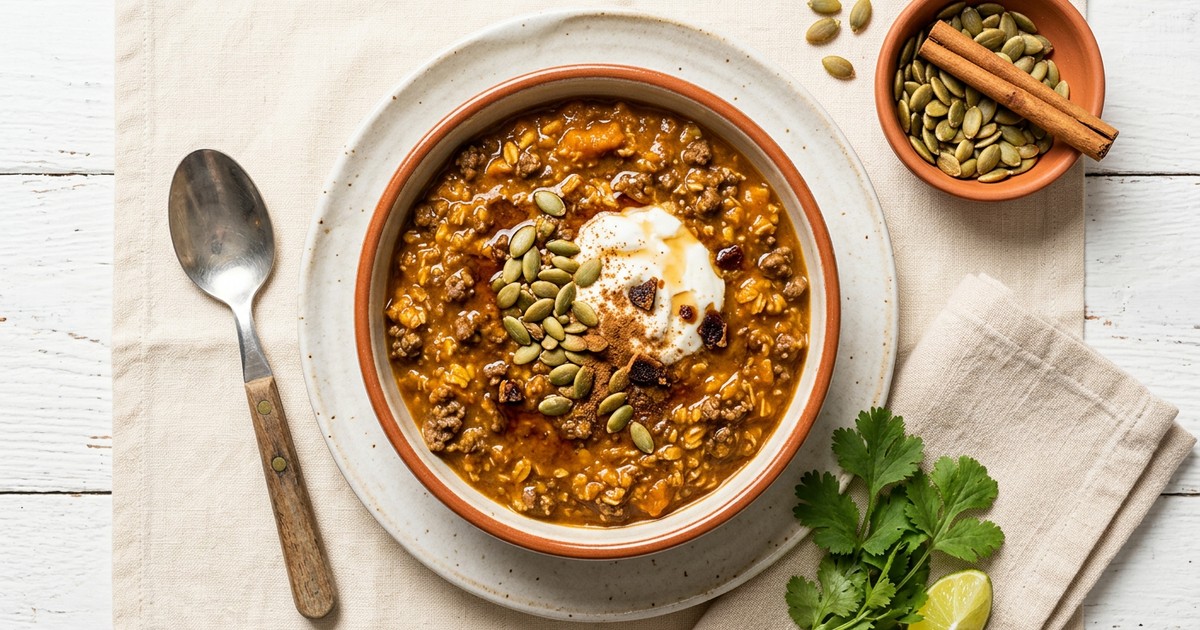 Slow Cooker Mexican Pumpkin Beef Protein Pudding