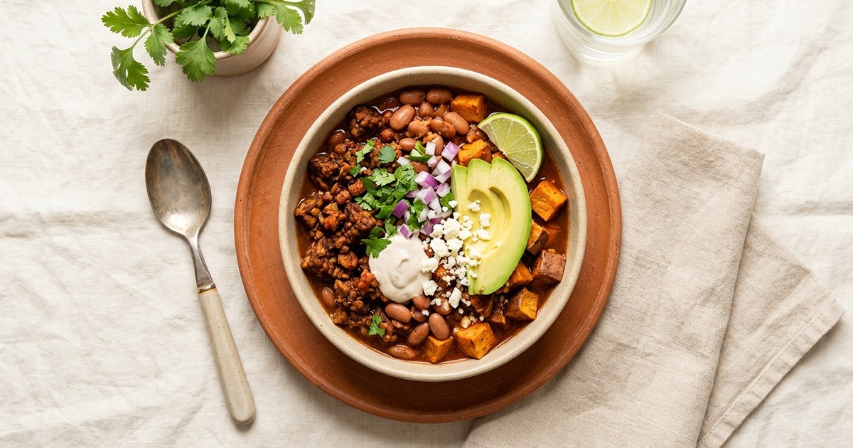 Slow Cooker Mexican Tempeh Chorizo Breakfast Bowls with Pinto Beans