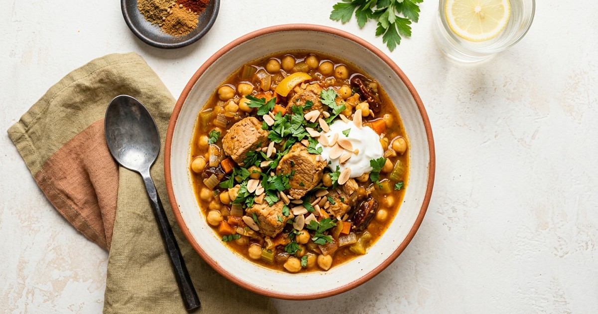 Slow Cooker Moroccan Pork and Chickpea Breakfast Stew