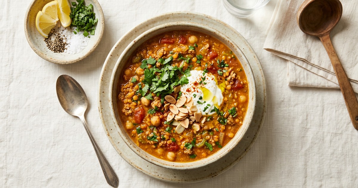 Slow Cooker Moroccan Turkey and Lentil Harira Breakfast
