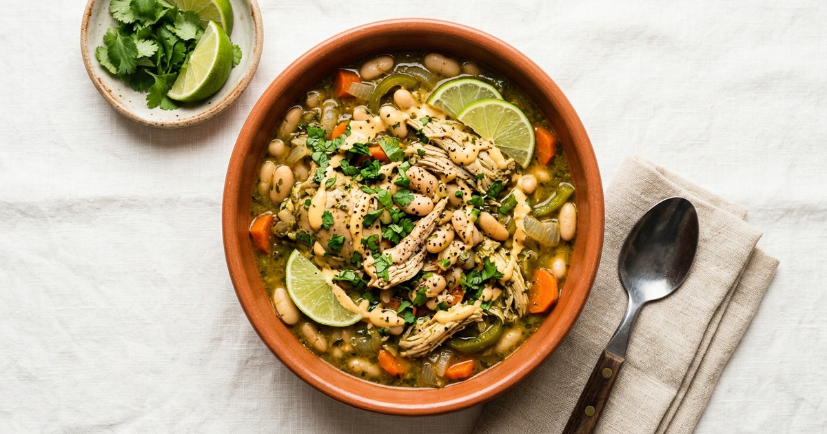 Slow Cooker Peruvian Cilantro Chicken Thighs with White Beans