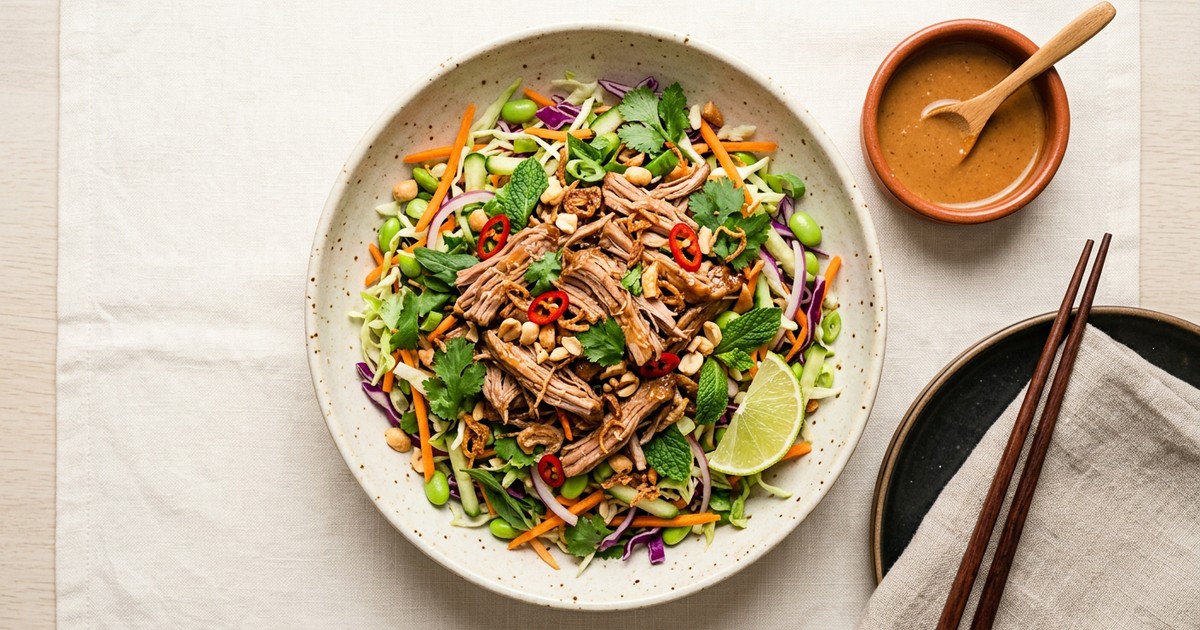 Slow Cooker Thai Pork Tenderloin Salad: Tender, Bright GLP-1 Dinner