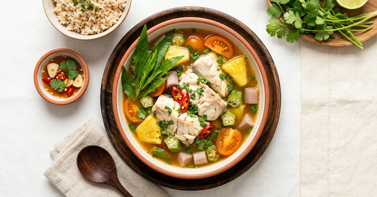 Slow Cooker Vietnamese Sour Fish Bowl with Tamarind and Pineapple
