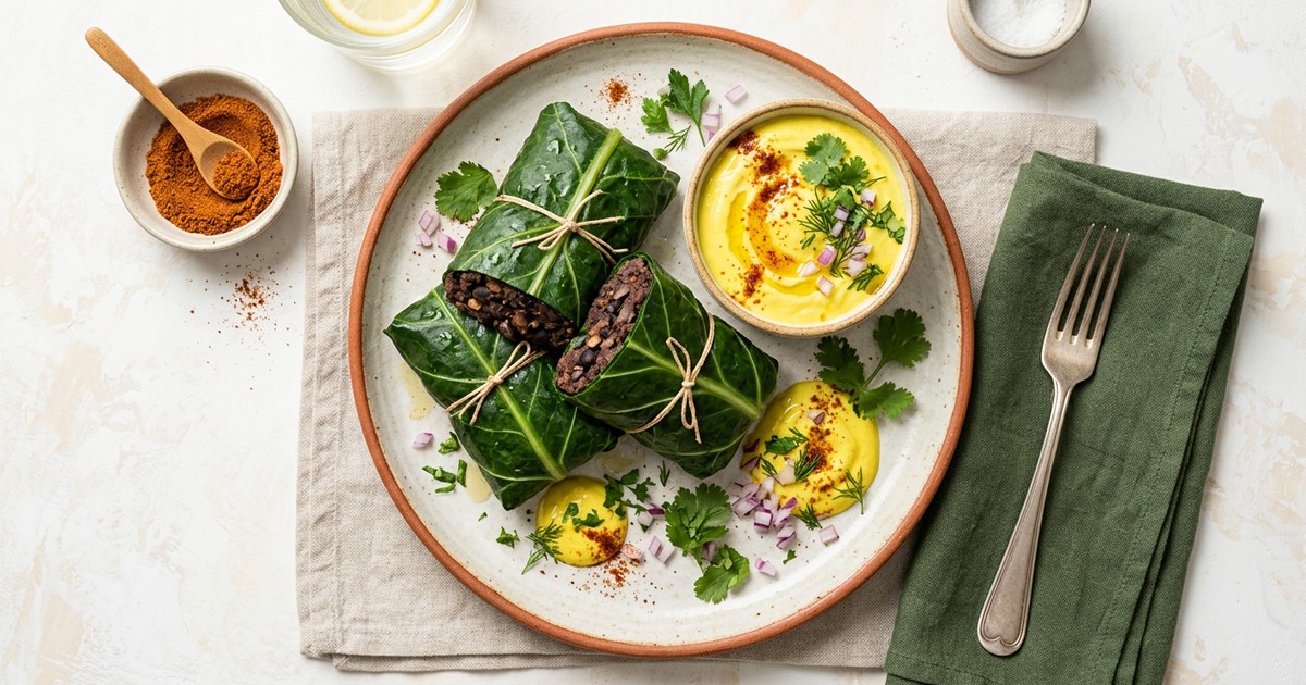 Steamed Ethiopian Black Bean Cakes with Turmeric Yogurt: GLP-1 Dinner