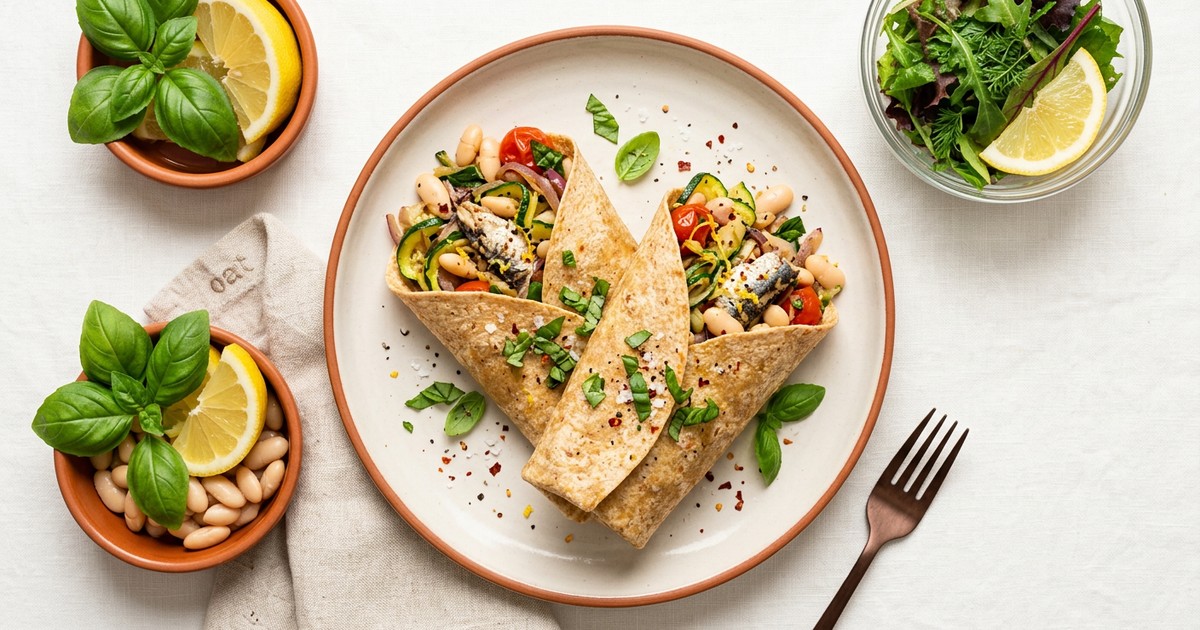Stir-Fried Italian Sardine Wraps with Lemon and White Beans
