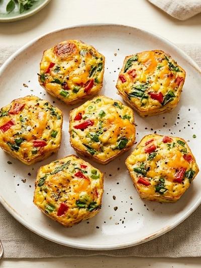 Air Fryer American Garden Veggie Egg Bites with Sharp Cheddar