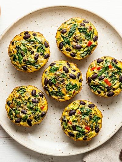Air Fryer Jamaican Callaloo Egg Cups with Black Beans