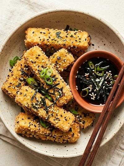 Air Fryer Japanese Nori-Crusted Tofu Fries with Ponzu Dip