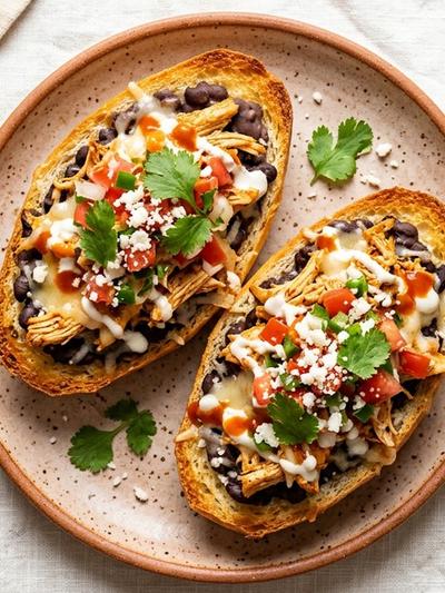 Air Fryer Mexican Chicken Molletes with Fresh Pico de Gallo